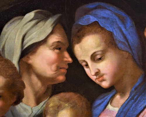 Antiquités - Sainte Famille, Elisabeth et Jean Baptiste - École italienne du XVIe siècle, cercle Andrea del Sarto -